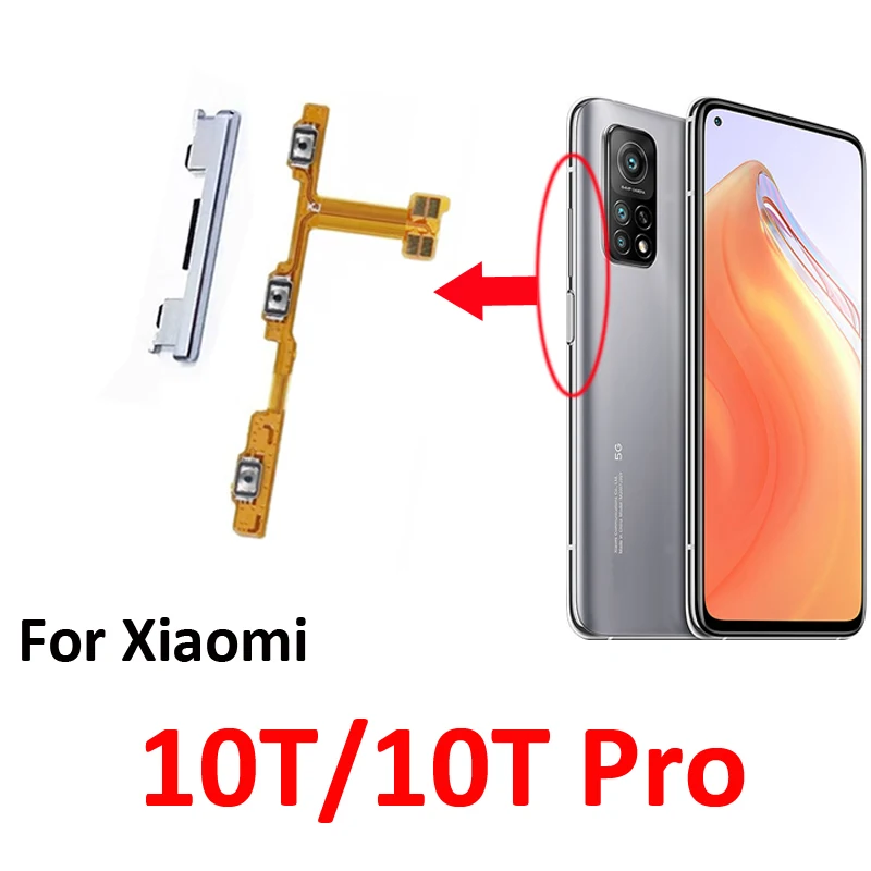 For Xiaomi MI 10T Pro 5G Phone New Housing Volume Button Up Down Key Internal Power On Off Flex Cable Repair Parts Grey Silver image 4
