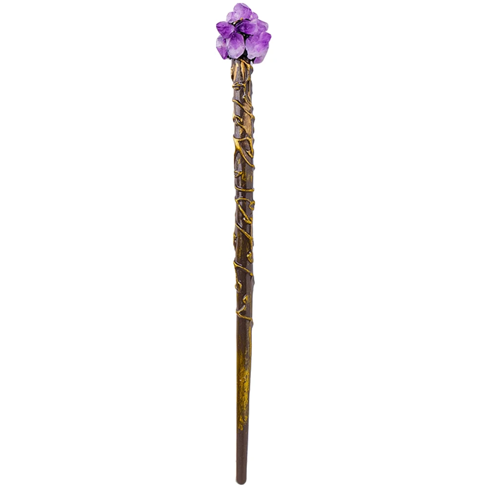 Natural Crystal Handmade Jewelry Magic Stick Witch Princess Cosplay Props Fairy Wand Halloween Gift Ritual Tool Altar Decoration