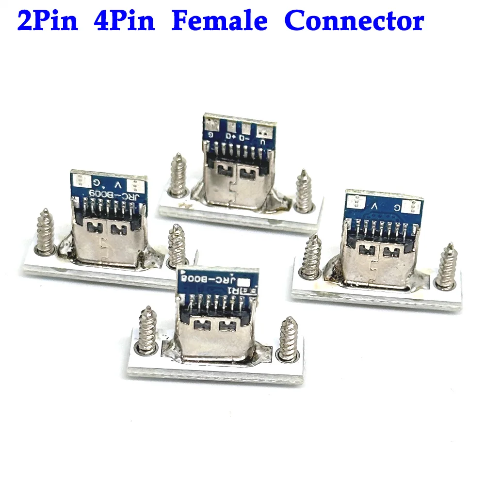 

100pcs Type-C USB Jack 3.1 Type-C 2P 4P White Female Connector Jack Charging Port USB 3.1 Type C Socket With Screw fixing plate