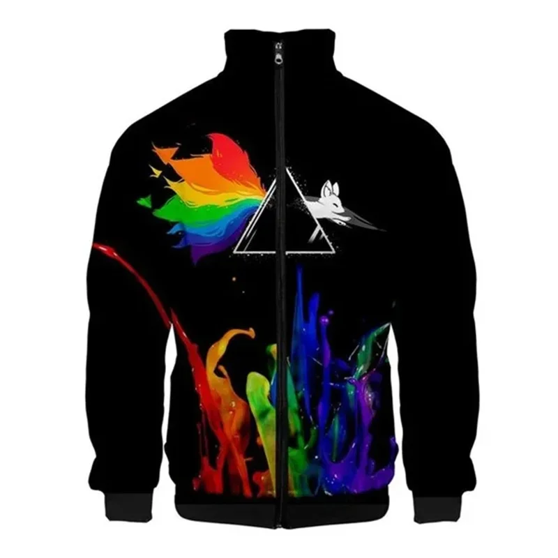 3D Printed LGBT Rainbow Zipper Jacket For Men Women Colorful Pattern Long Sleeves Coat Fashion Street Sports Loose Jackets Tops