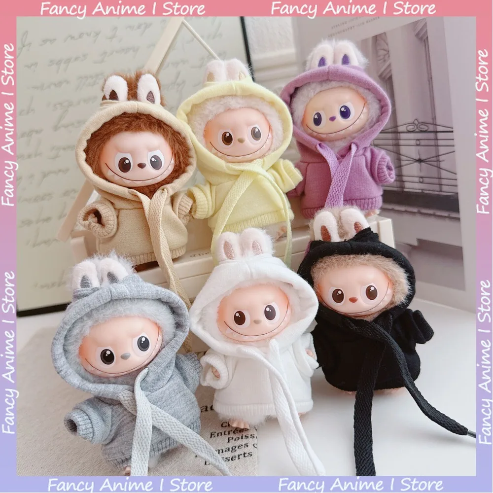 Für Mini Labubu 4,0 Plüsch Puppe Casual Mit Kapuze Pullover Sportswear Outfit für Liebe Serie Puppe Kleidung DIY Mode Zubehör Geschenk