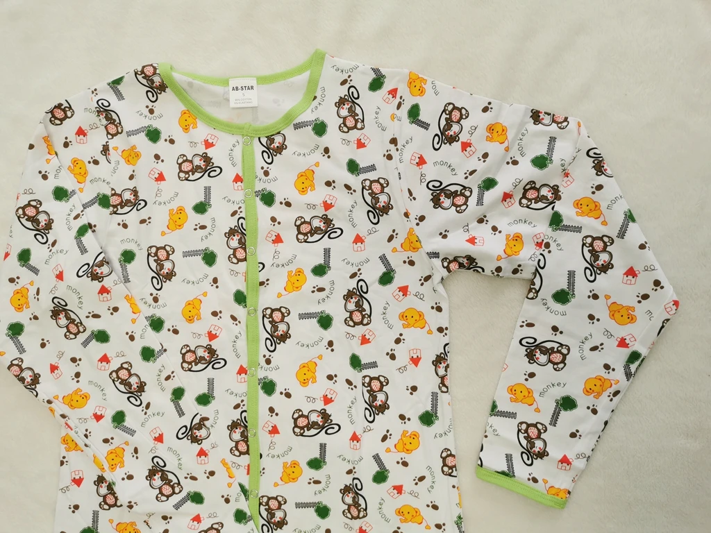 Brown monkey printed bodysuit with foot / adult onesie with foot