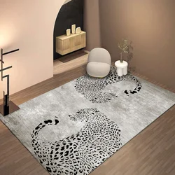 Leopard Printed Decorate Living Room Carpet Fashion Light Luxury Coffee Tables Plush Mat Large Area Bedroom Rug ковер Tapis 러그