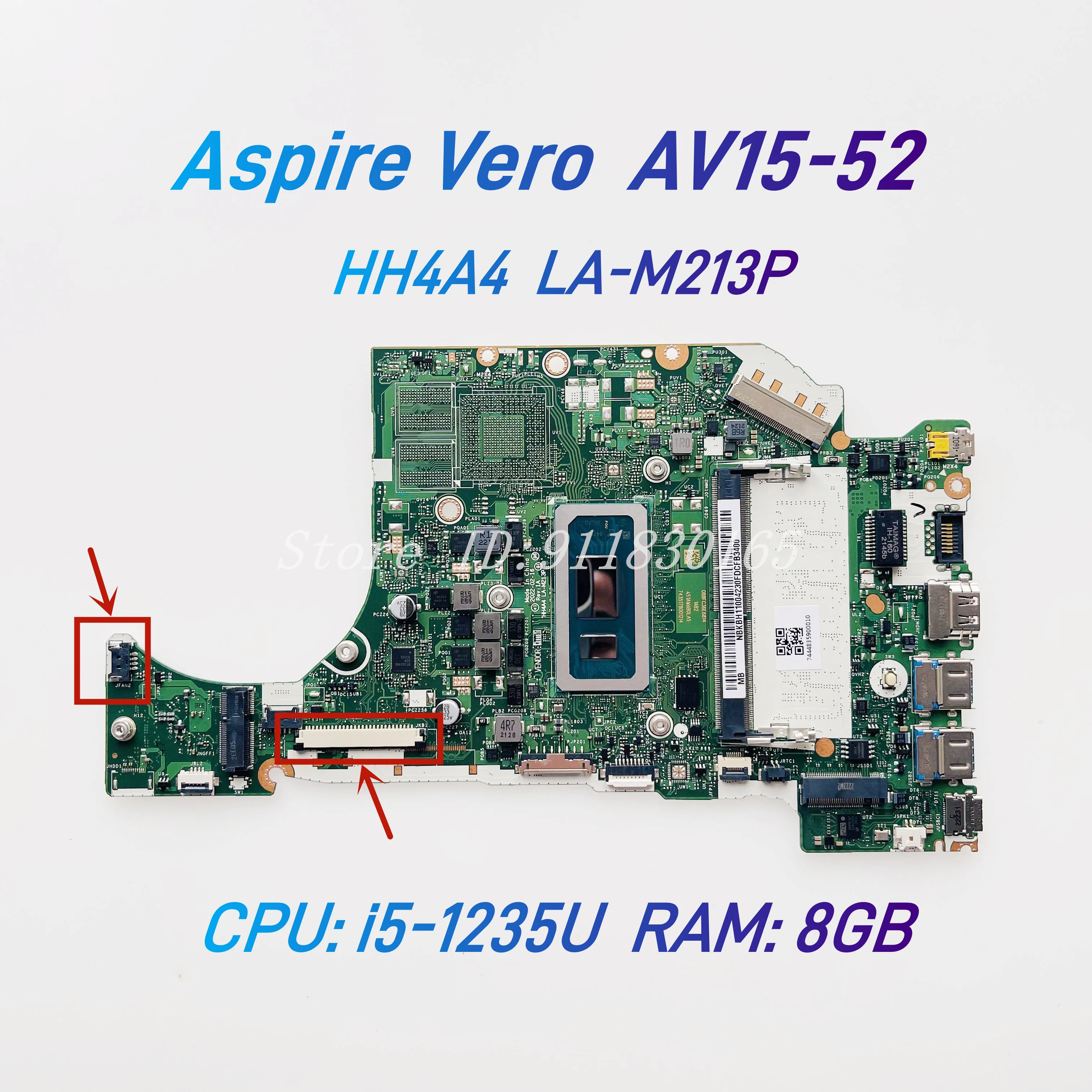 For Acer Aspire Vero AV15-52 Laptop Motherboard HH4A4 LA-M213P NB.KBH11.004 NBKBH11004 Mainboard With i5-1235U CPU 8GB-RAM UMA