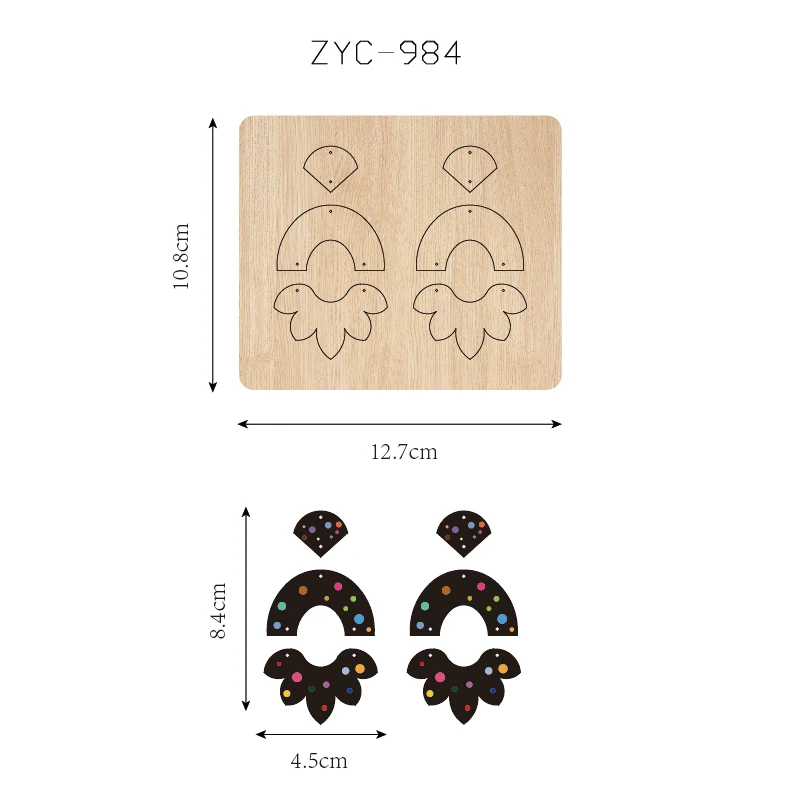 Wooden Earring Cutting Mold, Suitable for Die Cutting Machines, ZYC-984