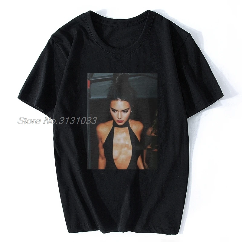 Kendall Jenner Cotton Short Sleeve Leisure Solid Color T-Shirt Men Summer Cotton Tshirt Hip Hop Tees Harajuku Streetwear