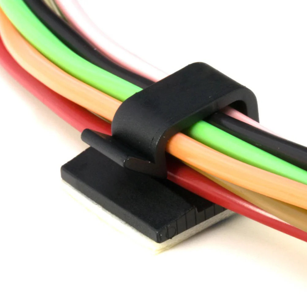 

50pcs Cable Clips 14X16X5.2Mm Adhesive Wire Holder For Desktop Cabinet Organizer Black Wire Management Tool For Home Office