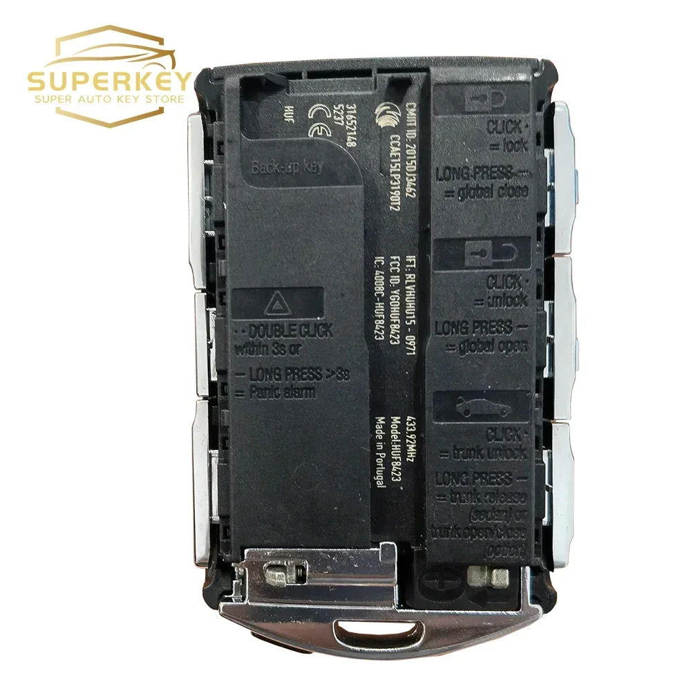 SUPERKEY – clé de voiture intelligente OEM sans clé, avec puce 433Mhz 8A, pour Volvo S90, S60, S40, XC60, XC90, 2016, 2017, 2018, 2020