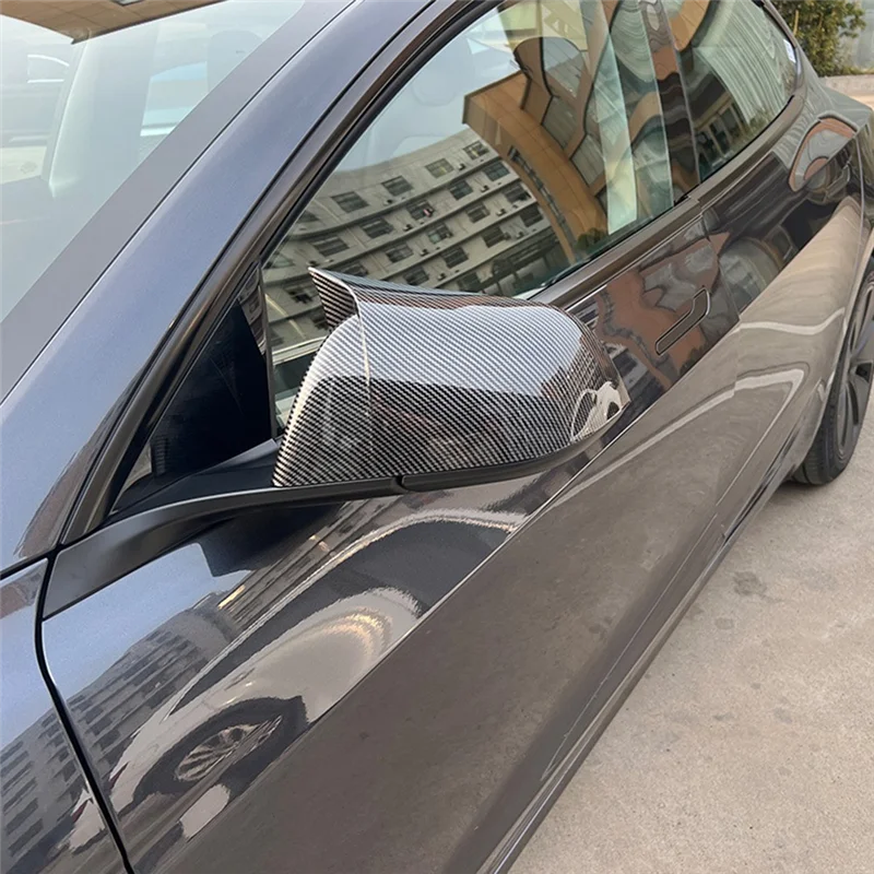 

NEW-Car Rearview Cover Protective Trim Exterior Door Cover Side Wing Mirror Cap For Tesla Model 3 2016 -2024