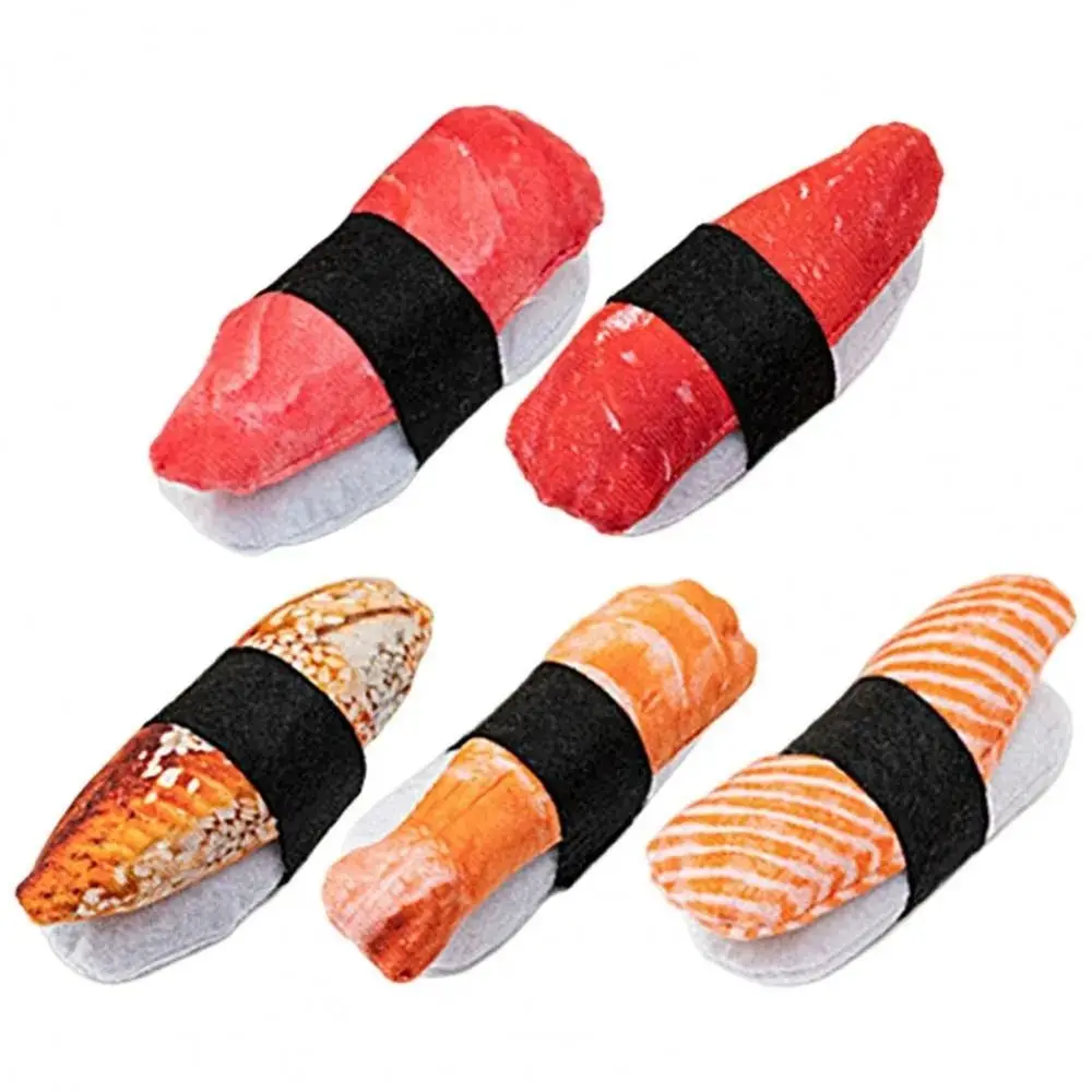 New Cute Simulation Catnip Sushi Soft Wear-resistant Realistic Cat Toys Self-entertaining Sushi Shape Sushi Catnip Toy