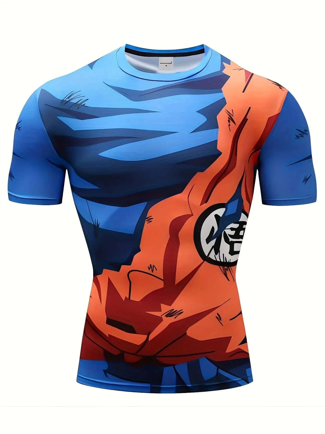 2024 Men's fitness top printed animation 3D printing personalized short sleeved digital short sleeved muscle T-shirt round neck