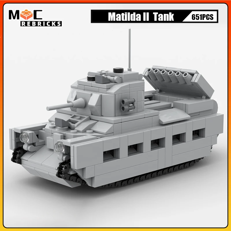 WW2 British Infantry Support Tank Matilda II Model Building Blocks MOC High-tech Bricks Assembly Sets Puzzle Toys For Kids Adult