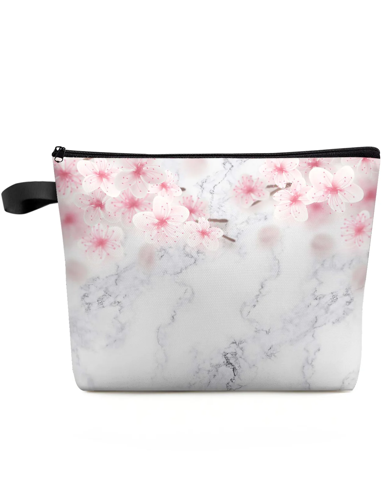 

Marble Peach Pink Flower Makeup Bag Pouch Travel Essentials Lady Women Cosmetic Bags Toilet Organizer Kids Storage Pencil Case