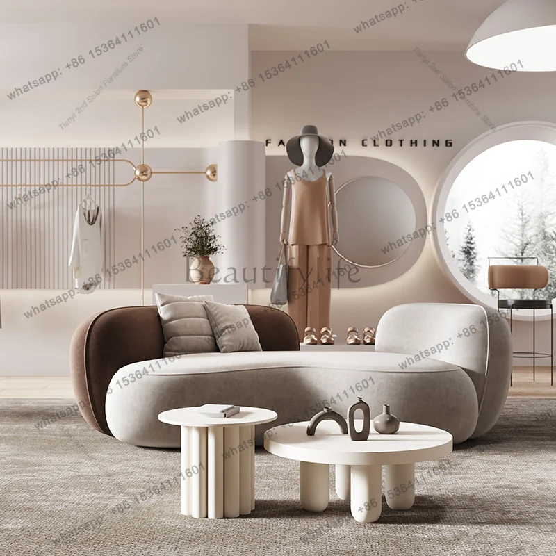 Factory Direct Sales Nordic Cream Style Sofa Modern Design Clothing Store Beauty Salon Rest Area Reception Meeting Sofa Homestay