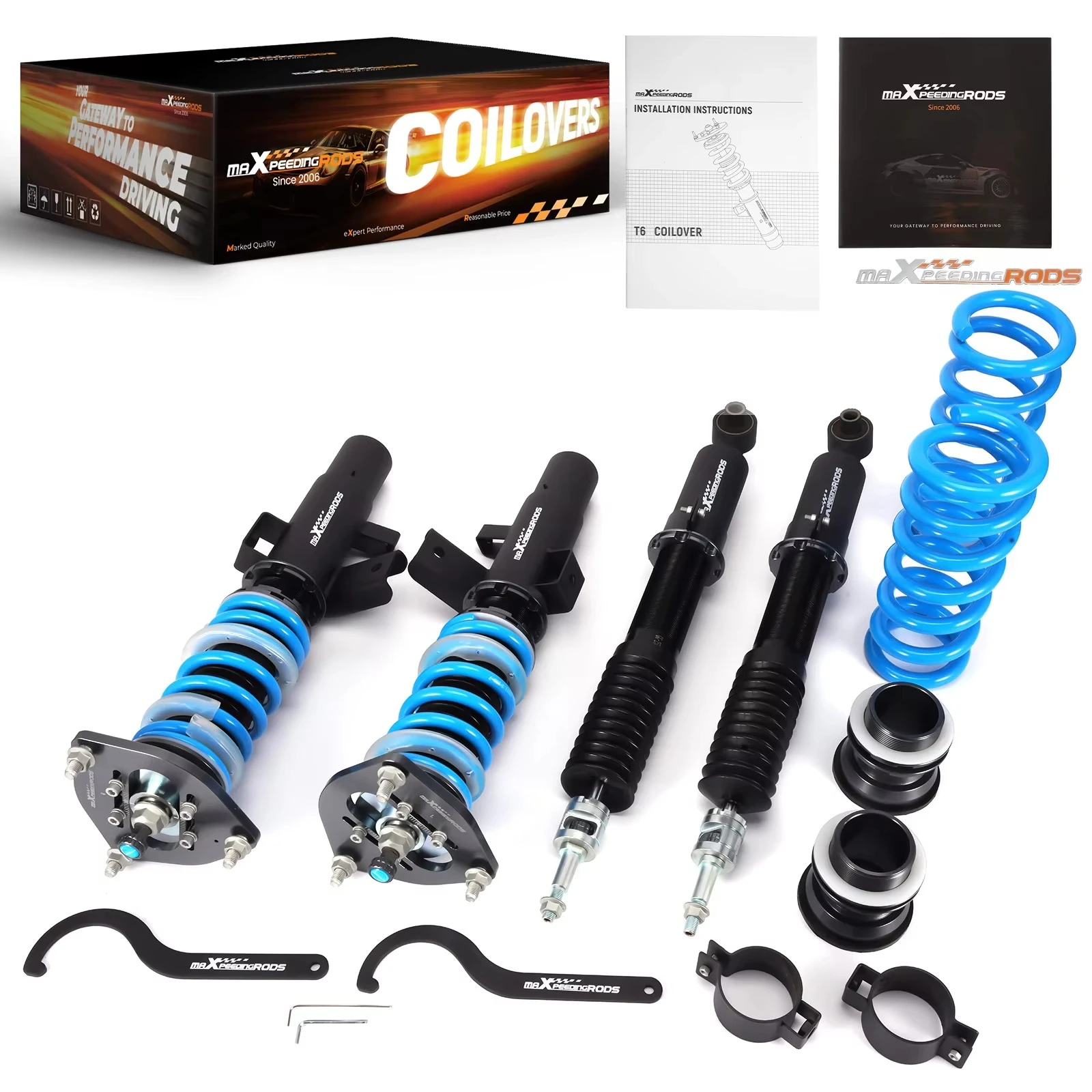 24 Way Adjustable T6 Coilovers for Kia Stinger 2017-2024 – Height & Damping Adjustable Suspension Kit