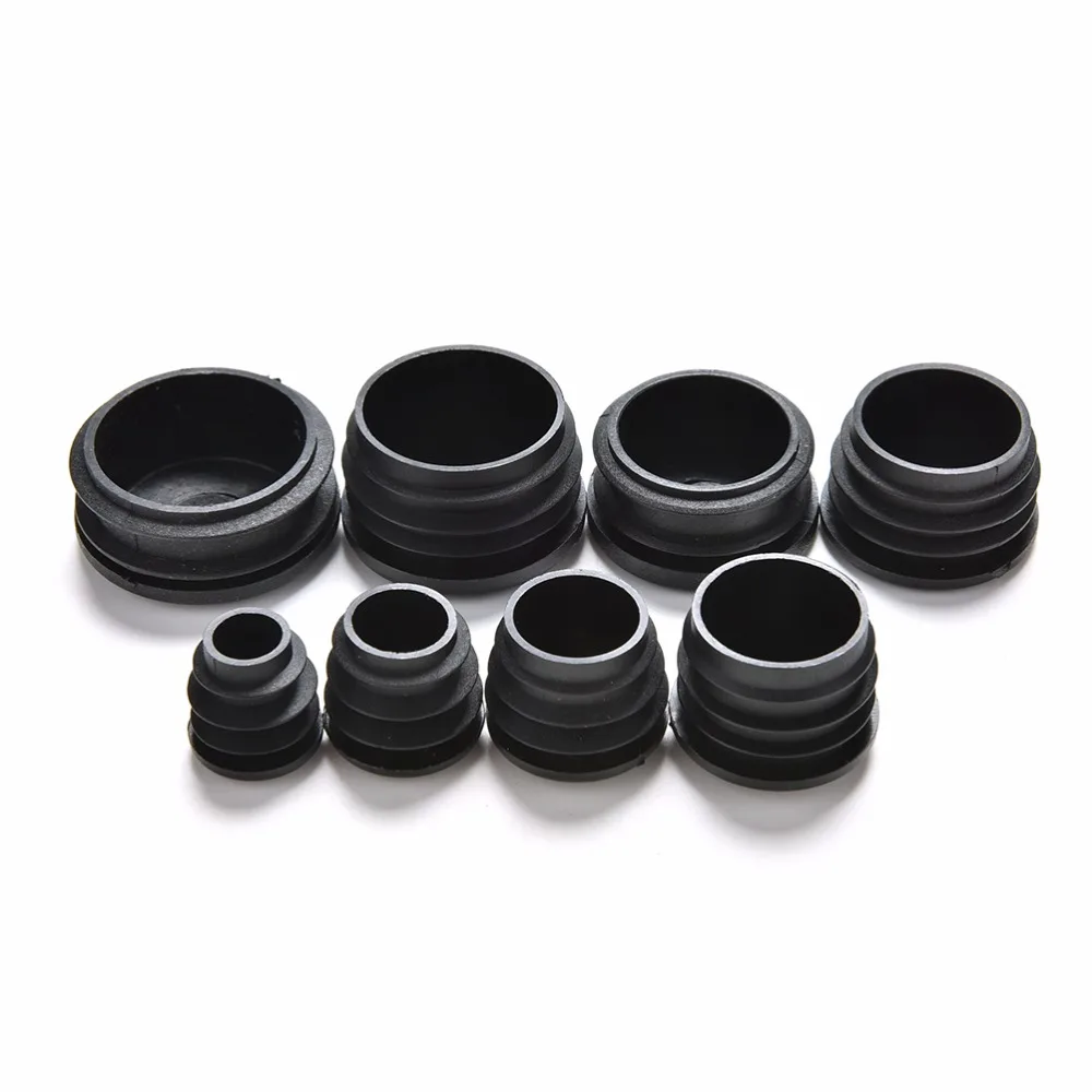 10Pcs Black Round Plastic Cover Furniture Leg Plug Blanking End Caps Insert Plugs Round Pipe Tube Bung 8 Sizes