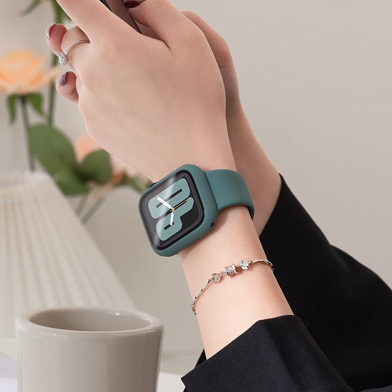Szkło hartowane + etui do Apple Watch 9 8 44 mm 45 mm osłona 40 mm 42 mm 38 mm 41 mm ultra2 Osłona ekranu iwatch serii 7 6 5 4 3 SE — zdjęcie 7