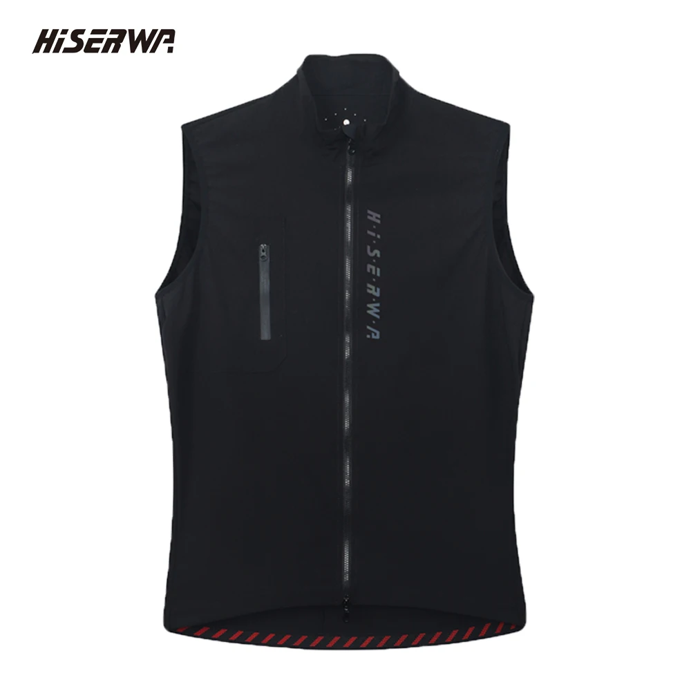 HISERWA All Season Classic Lightweight Windproof Vest Cycling Best Men\'s Wind Gilet New Stretch fabric With Two Way Zipper