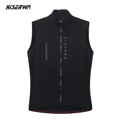 HISERWA All Season Classic Lightweight Windproof Vest Cycling Best Men's Wind Gilet New Stretch fabric With Two Way Zipper