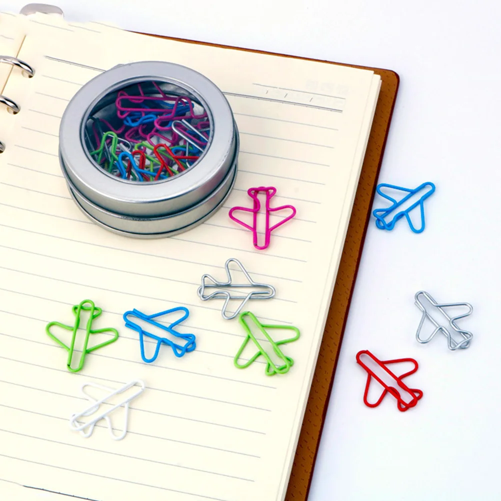 24 graffette per carta a forma di aereo, morsetti per file decorativi, forniture per ufficio in metallo, design creativo di lunga durata
