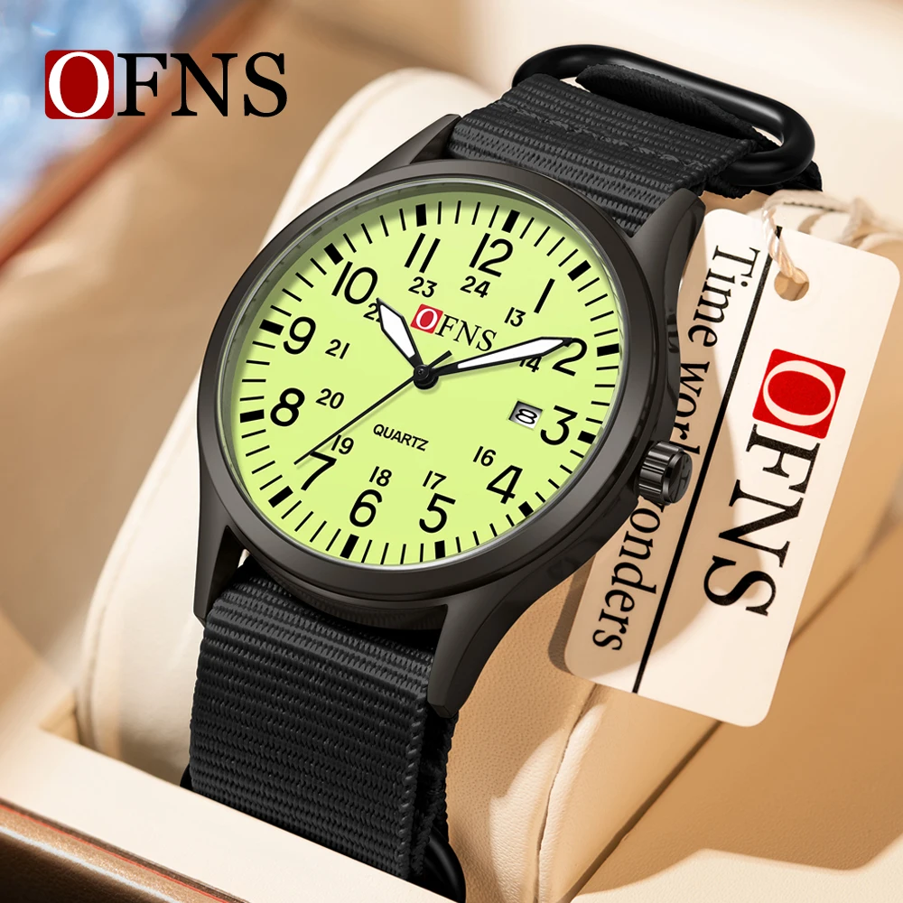 

OFNS, новинка 7200, модные студенческие кварцевые часы, простые водонепроницаемые нейлоновые ремешки, ночник, мужские и женские студенческие часы
