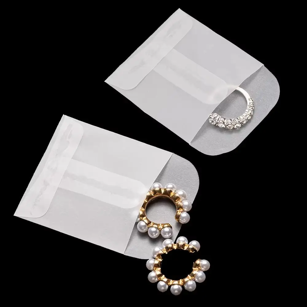50Pcs/Pack Semi-Transparent Vellum Paper Envelopes Matte Frosted Flat Shape Transparent Paper Bag Translucent Simple
