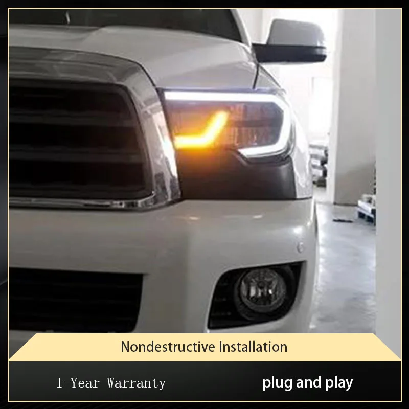 Автомобильные фары для Tundra Sequoia 2007-2013, обновленный светодиодный модифицированный динамический DRL объектив проектора, аксессуары для фар