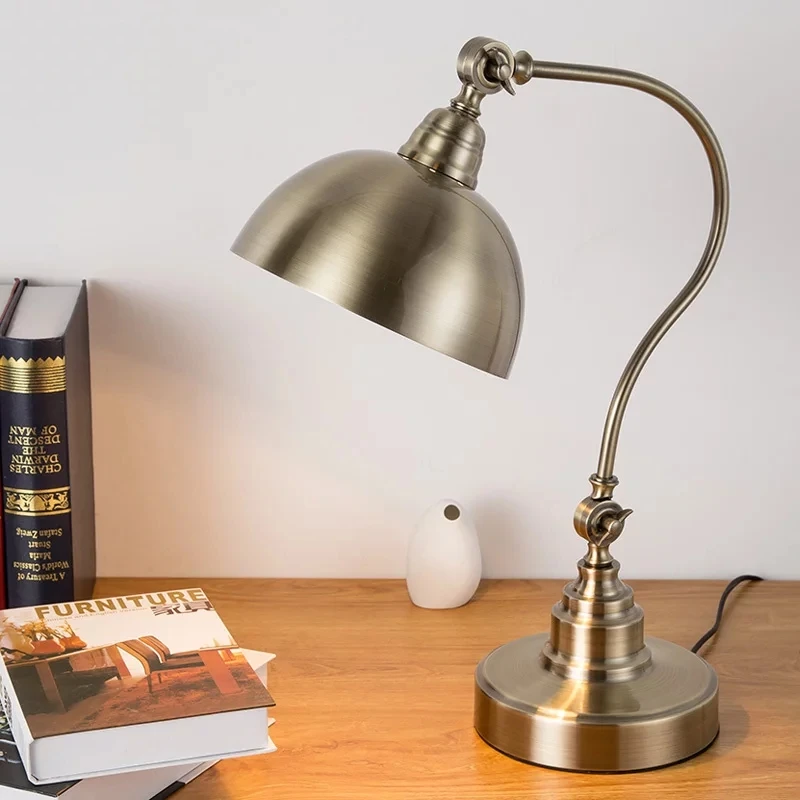 American plug-in eye protection student learning reading desk lamp European retro living room study desk