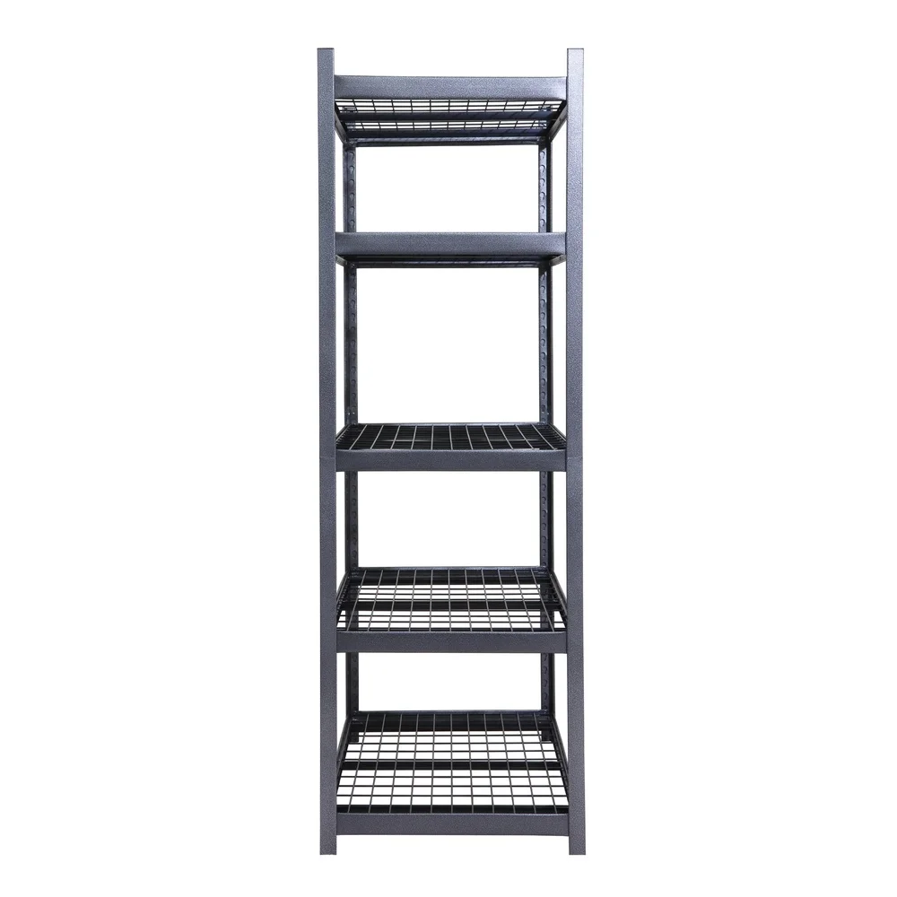 5-Shelf Boltless Rack with Wire Decking Adjustable Shelves 800lbs Capacity Tool-Free Assembly Garage and Workshop Use