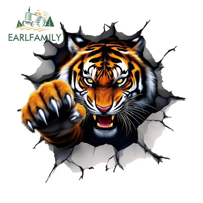 EARLFAMILY Tiger Tear Car Stickers Interesting Motor Skateboard Air Conditioner PVC Vinyl Decals Scratch-Proof Car Goods