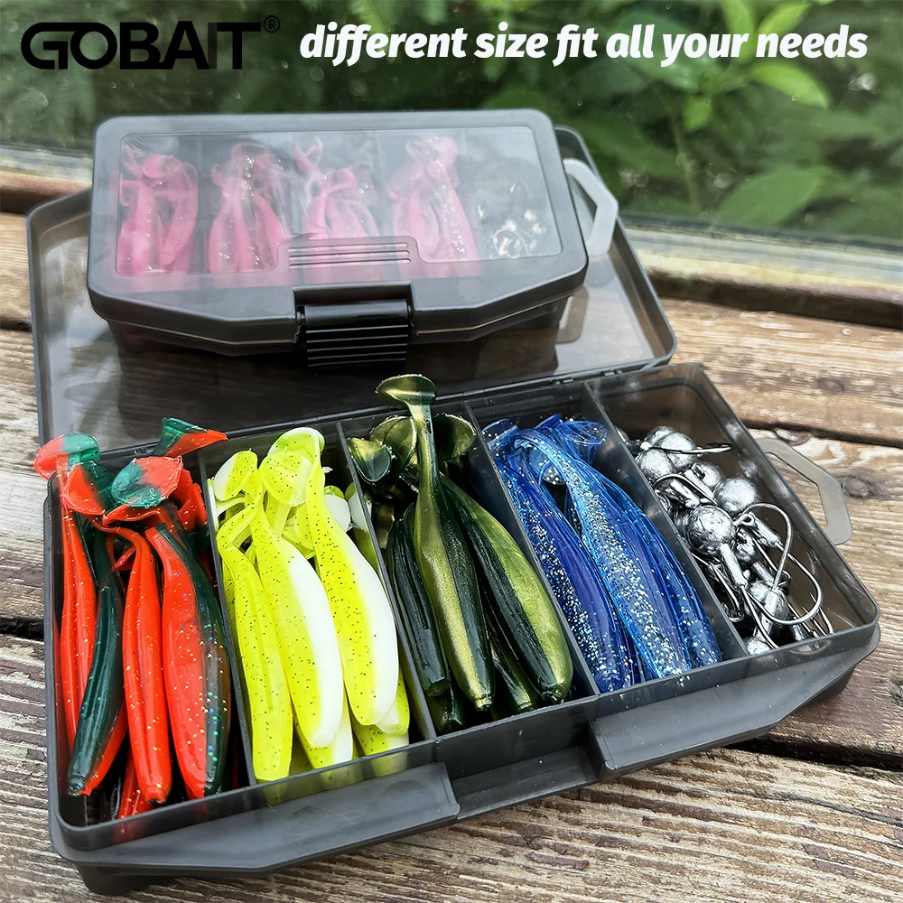 50PCS Metal Jig Bait 5.5cm 7cm 10cm Soft Lure 3g 5g 7g 10g 14g Jigging Head Hook with Fishing Tackle Box Pesca Sinking Lure Kit