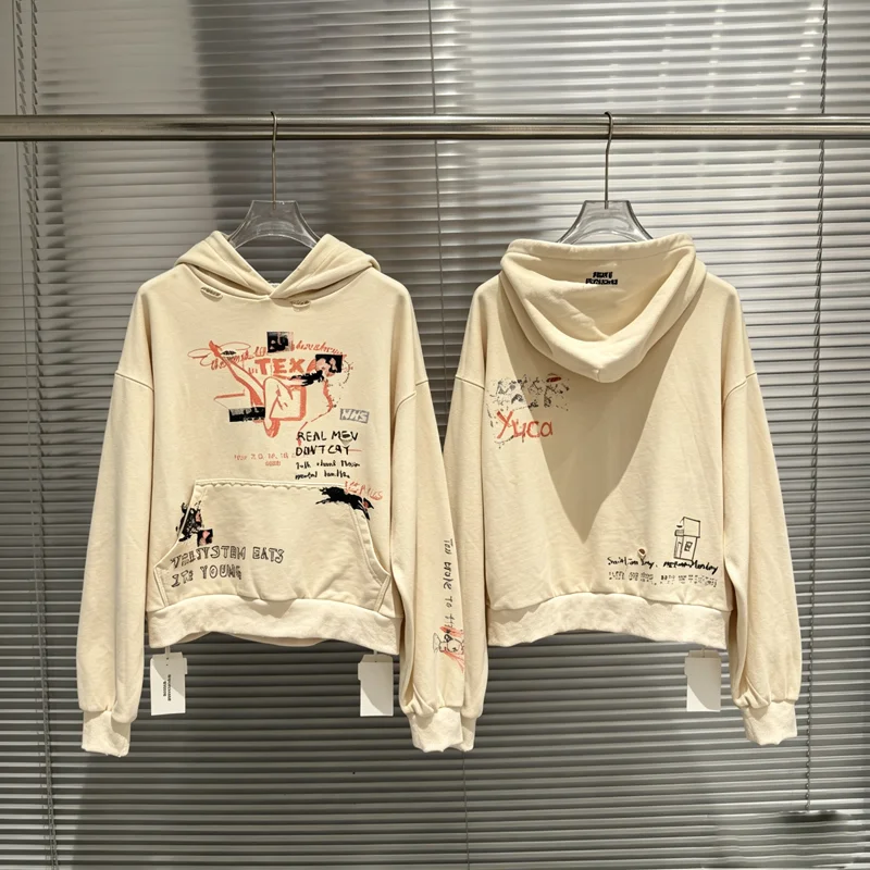 Real Man Don't Cry PROTOCOL INDEX Sexy Girl Yoga Leg Print Hoodie Weatshirts Men Women Washed Hole Damdged Loose Pullovers Tops