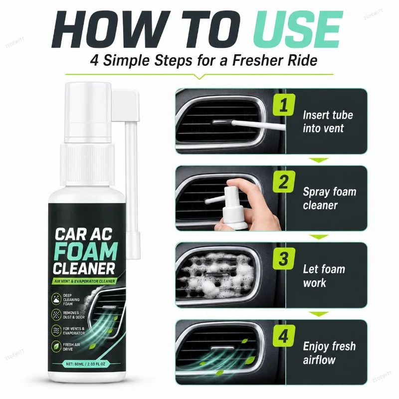 Antibacterial Car Air Conditioner Foam Cleaning Spray Auto AC Deodorant Dust Odor Eliminator Air Outlet Cleaner for Car Models