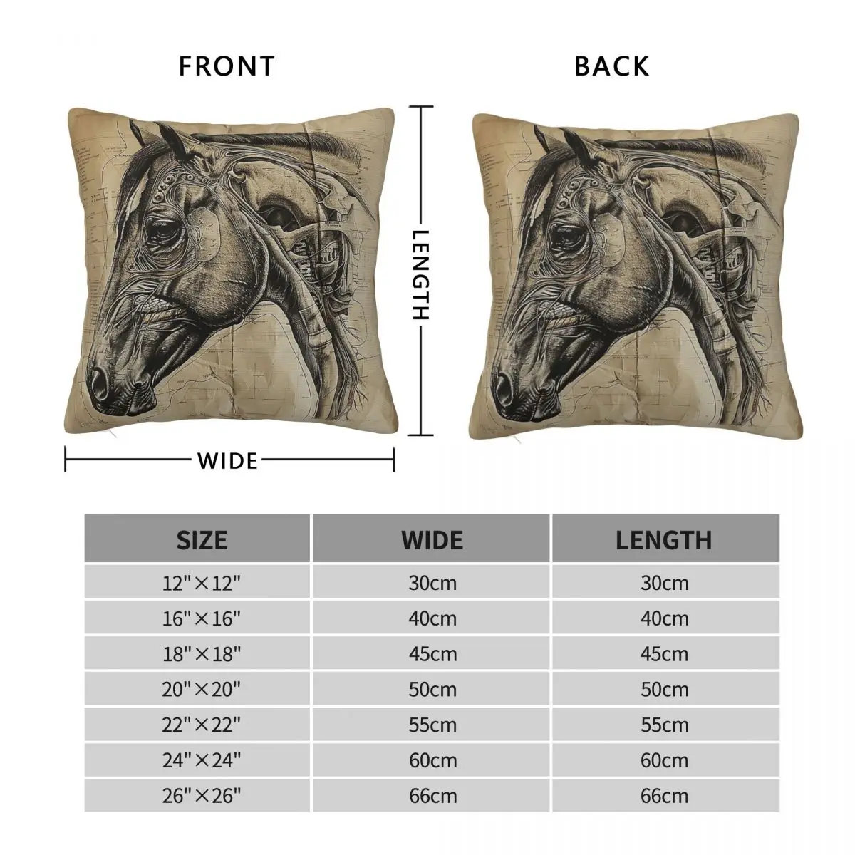Horse Equine Illustration Pillowcase Polyester Linen Velvet Printed Zip Decor Throw Pillow Case Sofa Seater Cushion Case 45x45