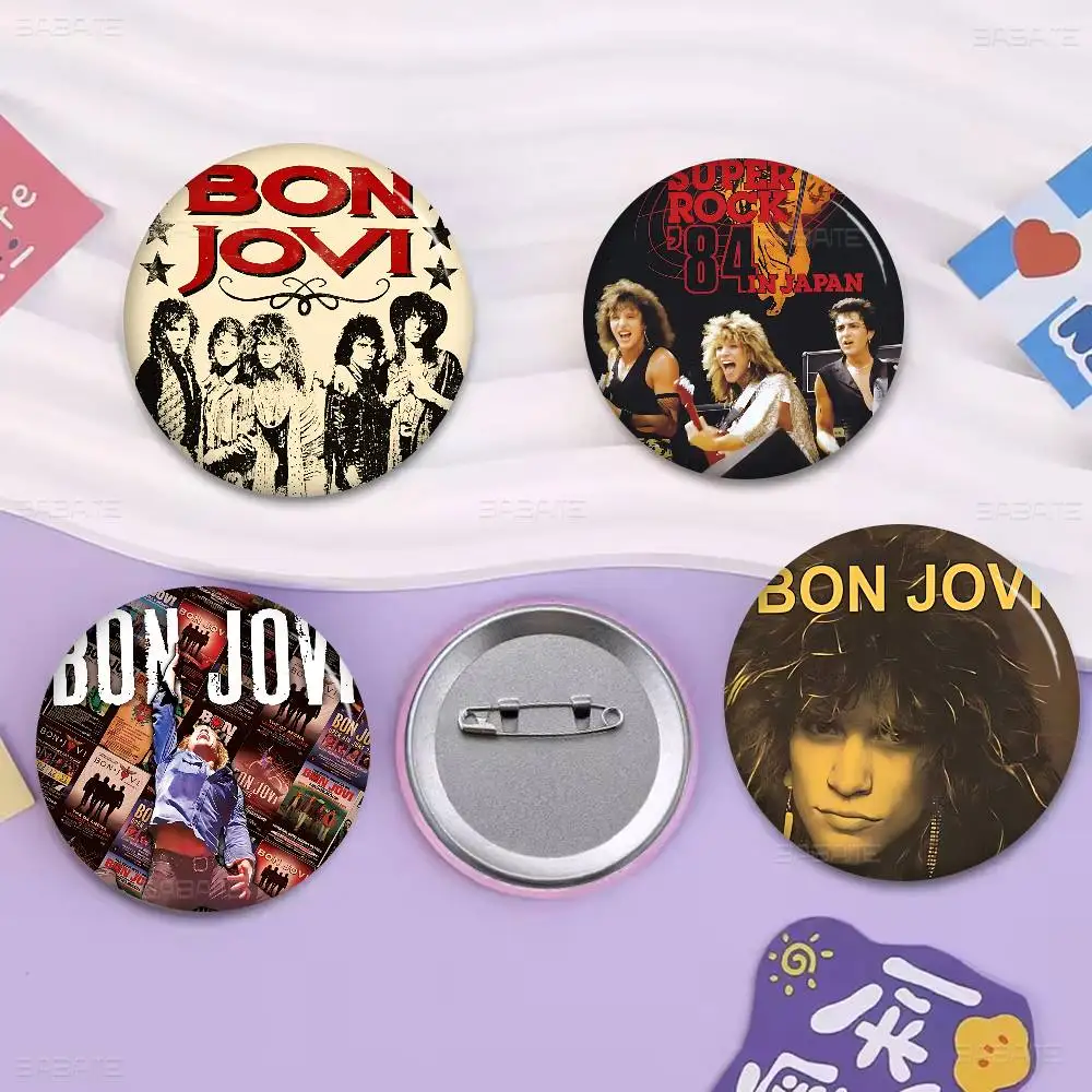 Clássico b-bon j-jovi rock band botão macio pino redondo metal crachá lapela pino peças presente amigos criança jóias