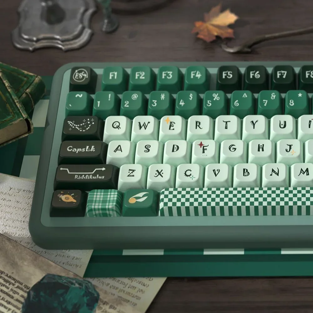 Slater Green PBT Keycaps MDA Height Personalized Thermal Sublimation Suitable for 60/64/84/98/108 Mechanical Keyboards MX Switch