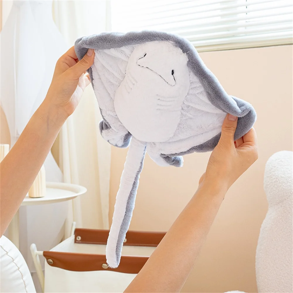Cute Manta Ray Plush Toy Soft Stingray Devil Fish Stuffed Doll Kawaii Ocean Animal Pillow Gift For Kids Home Decor