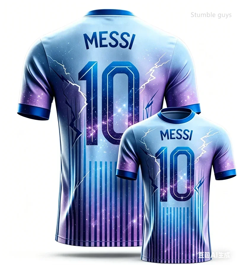2026 Summer Men's Messi No.10 AI Printed Football Short Sleeve Jersey, Fashion Oversized Daily Outdoor T-shirt Tops