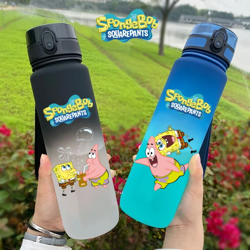 SpongeBob SquarePants Açık Spor 650 ML Büyük Kapasiteli Karikatür Taşınabilir Plastik Su Şişesi içme bardağı Öğrenci Doğum Günü