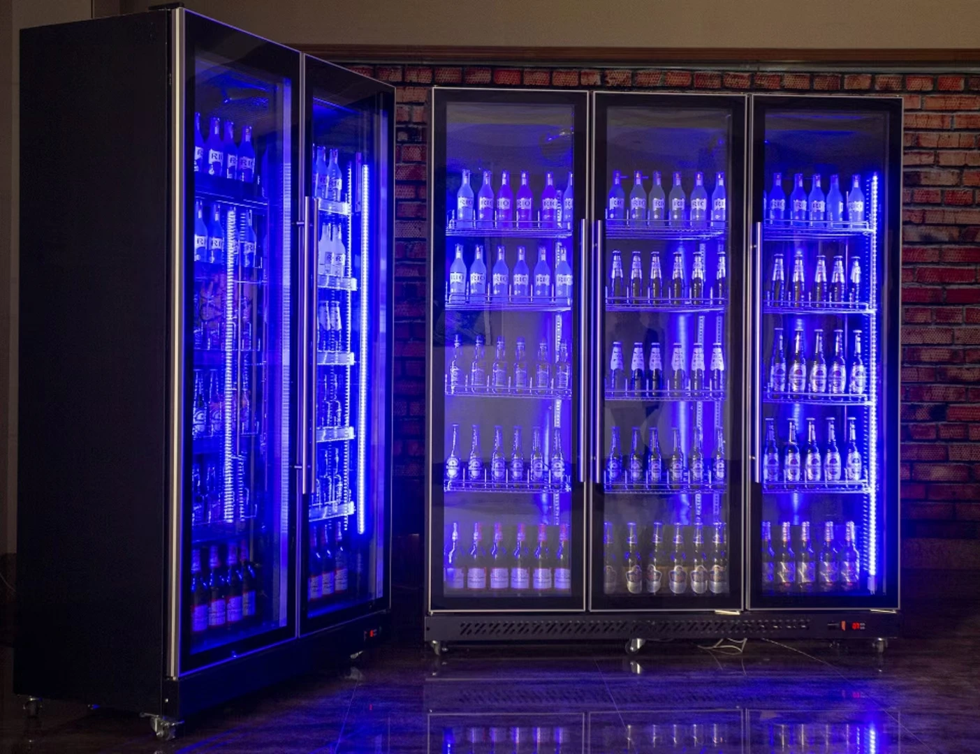 عمودي النبيذ المبردة عرض برودة تستقيم داخل Led شرب برودة باب زجاجي مبرد البيرة الفريزر العمودي