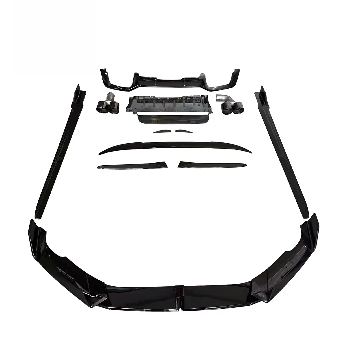Body Parts Black Knight Style Gloss Black Aero Kit Front Lip Side Skirt Rear Diffuser for  G01 LCI X4 2021-2024