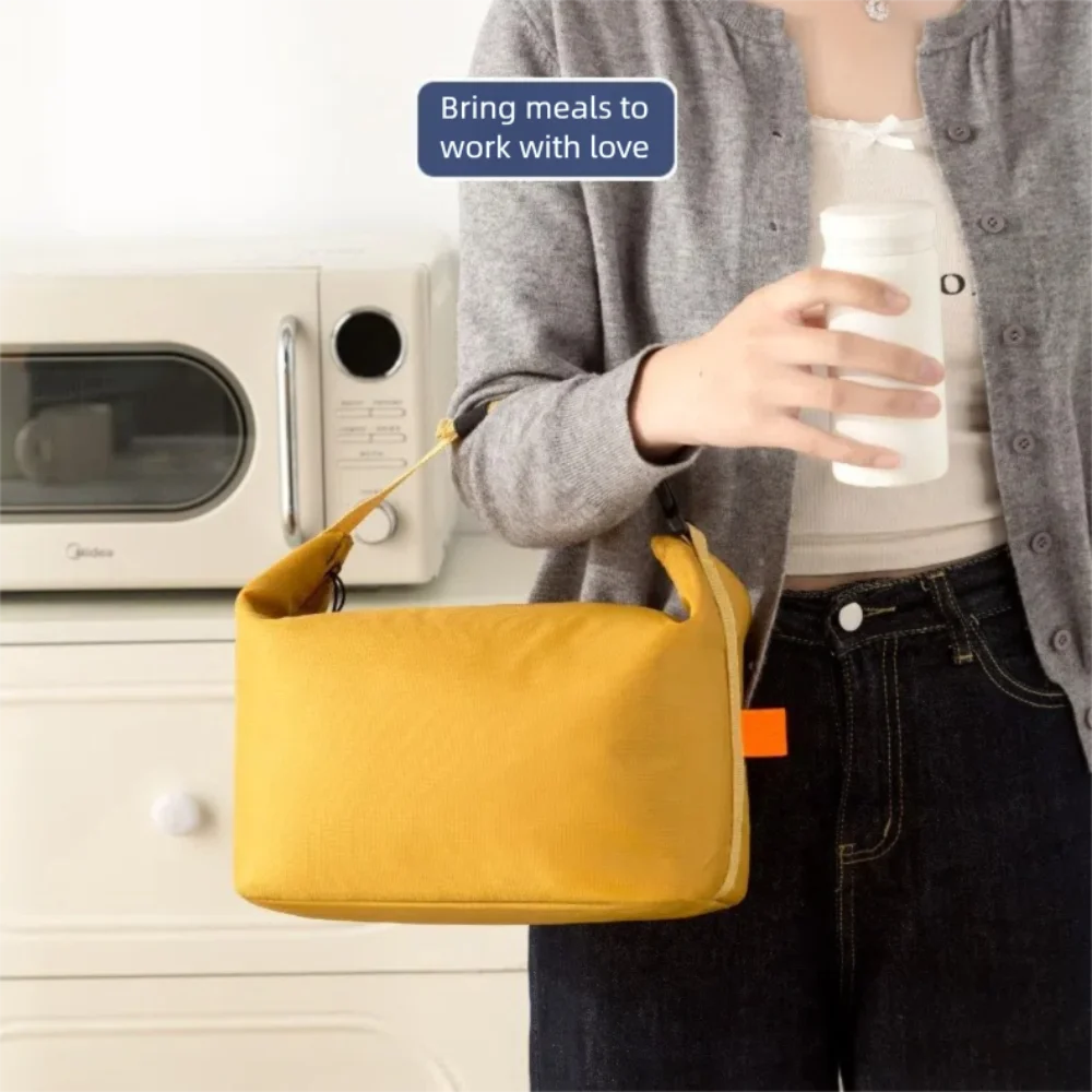 Hand Carrying Insulated Lunch Bag Aluminum Foil Foldable Lunch Box Bag Simple Design Large Capacity Tote Bag Office Worker