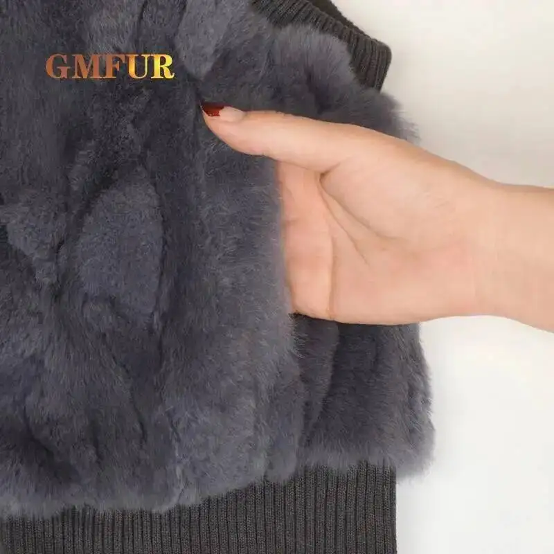 Outono inverno novo grosso quente crianças rex coelho colete de pele moda zíper sem mangas meninas colete de pele natural menino casaco roupas