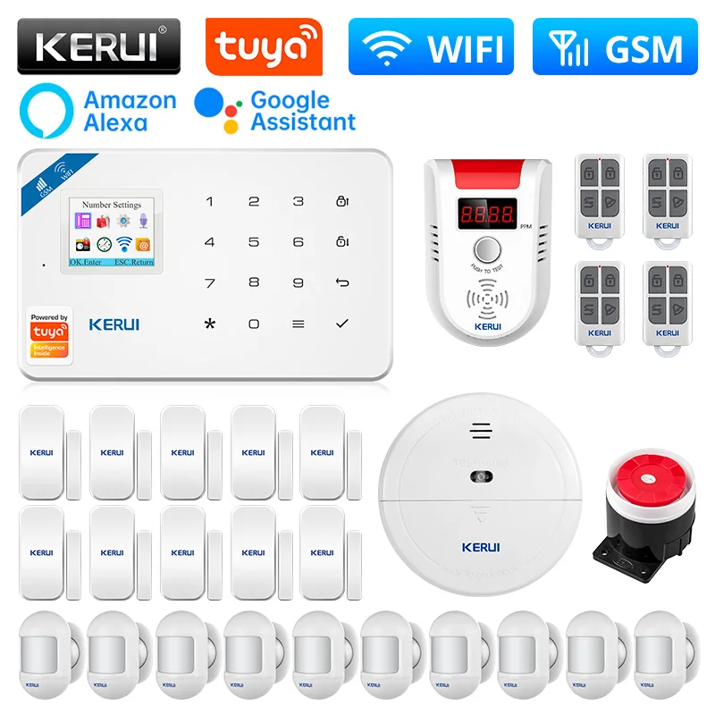 

KERUI W181 Alarm Kit with Motion Detector Door Sensor WIFI GSM Alarm System for Home Wireless Alarm Support Alexa Tuya Smart APP