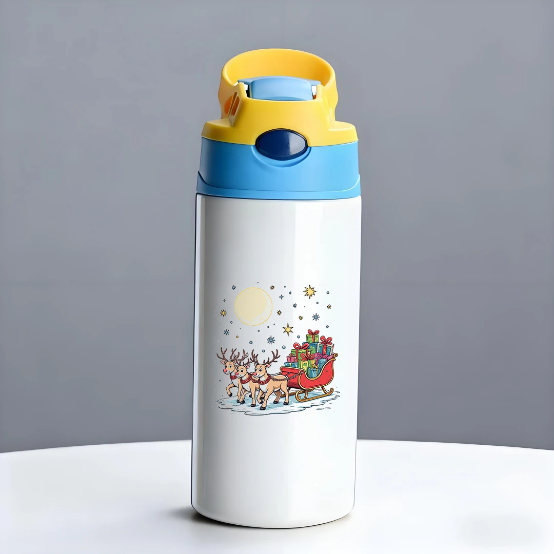 304 copo térmico de aço inoxidável crianças dos desenhos animados copo de palha mantém quente e frio presente de natal caprichoso natal rena trenó t