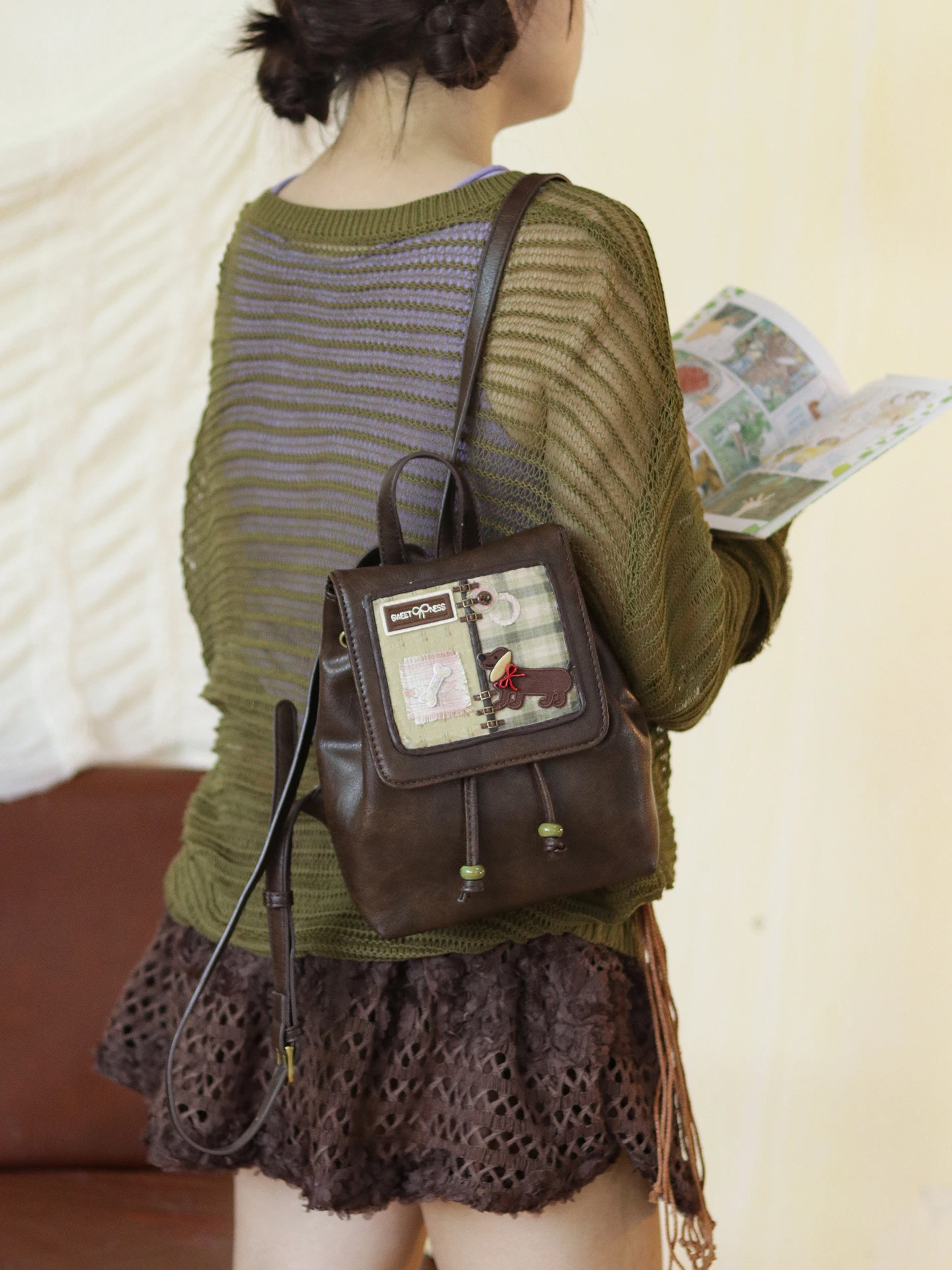 กระเป๋าเป้สะพายหลังหนังนุ่มสไต - Leather Backpack Vintage บทวิจารณ์และราคา