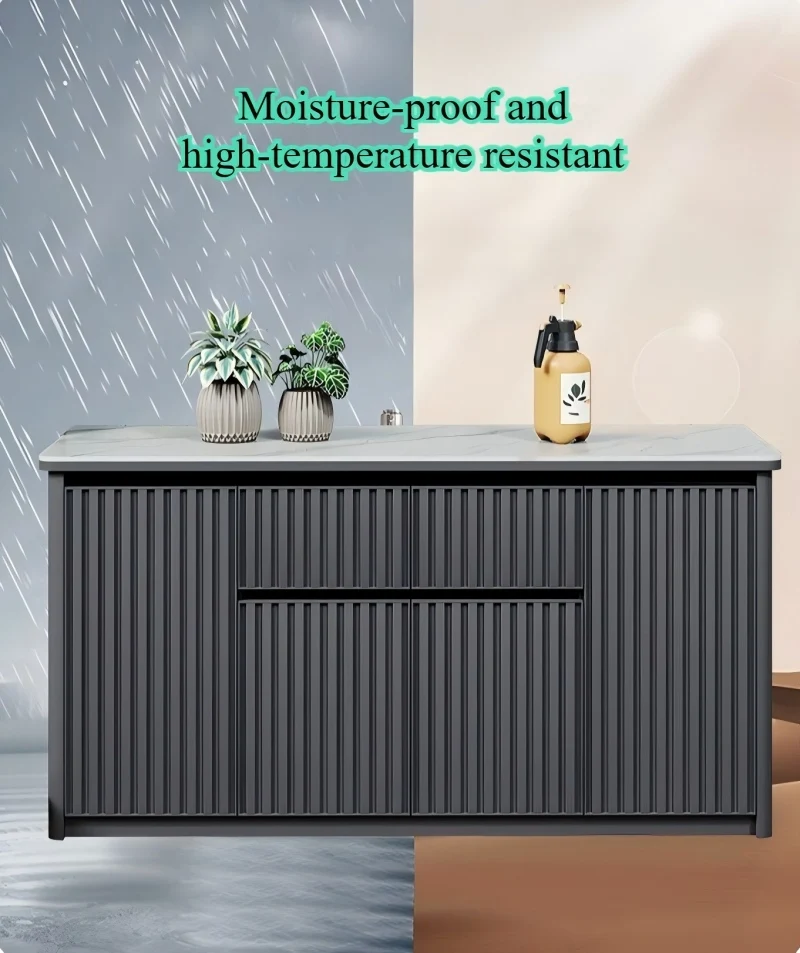 Outdoor courtyard slab aluminum alloy worktop garden integrated cabinet washbasin storage cabinet multi-functional island.