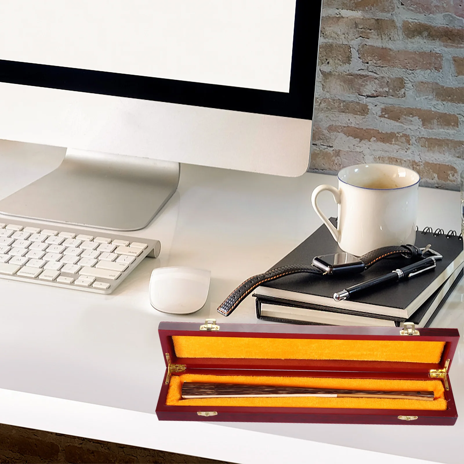 Exquisite Wooden Folding Fan Storage Box Chinese Style Multifunction Organizer Brush Pen Holder Portable Decorative Gift Box