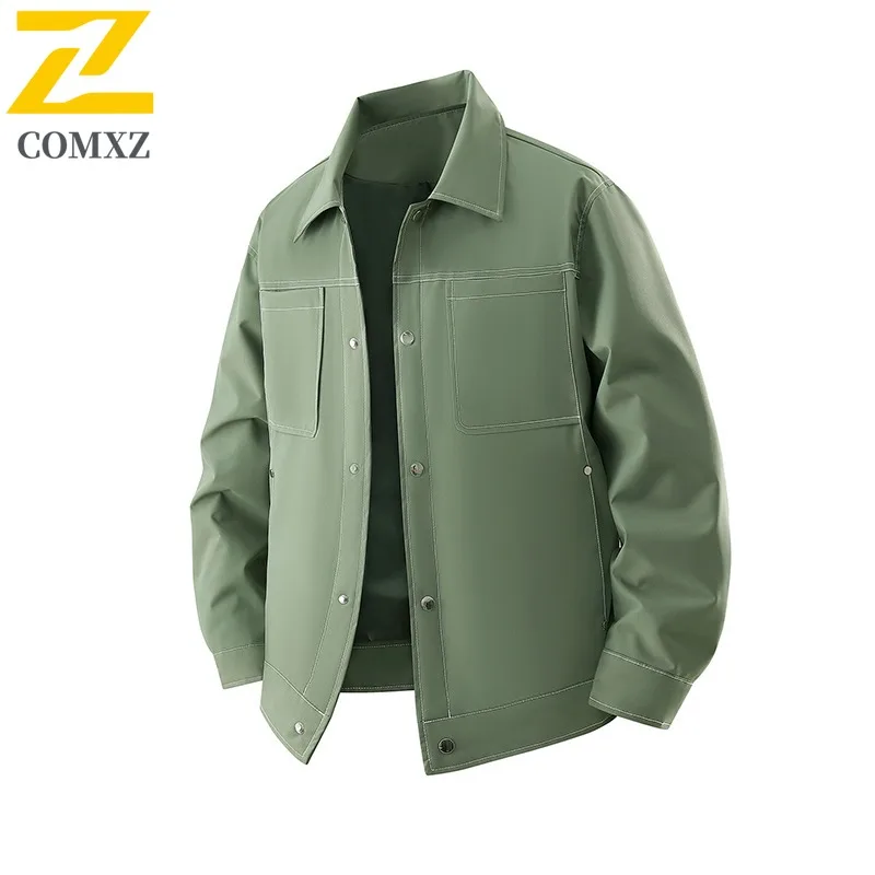 

COMXZ Jacket Men's Stand Collar Business Casual Waterproof Windproof Multi-Functional Coat for Hiking Camping Fishing 2025