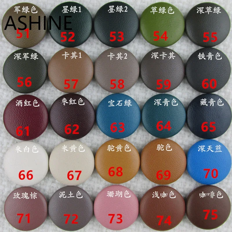 15/20/23mm Real Suede Leather Covered Button Metal Back  Real Leather Upholstery Button Sewing For Jacket ,Coat 10 pcs 75 color